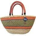 The Bolga Oval Shopper Basket has a double handle which makes it open and accessible. Great family basket for markets or beach/swimming.