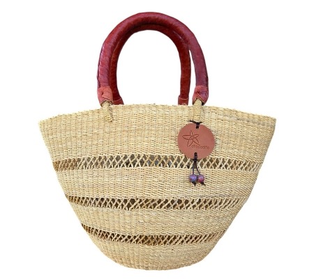 The artisan woven Bolga tote basket is a unique, classy handbag for your daily requirements. It has a double handle for easy access.