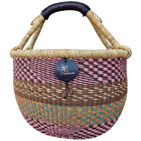 Bolga Market Basket – this large, high-quality basket has a fixed single handle for carrying comfort and an accessible open top. Great for markets & beach