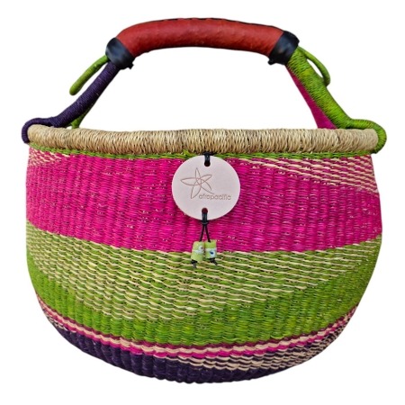 Bolga Market Basket – this large, high-quality basket has a fixed single handle for carrying comfort and an accessible open top. Great for markets & beach