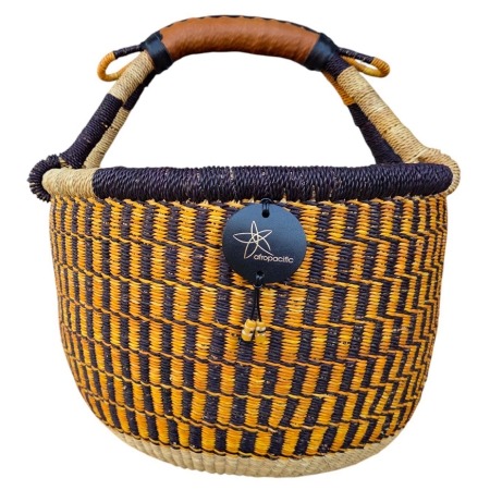Bolga Market Basket – this large, high-quality basket has a fixed single handle for carrying comfort and an accessible open top. Great for markets & beach