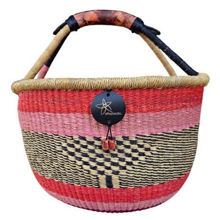 Bolga Market Basket – this large, high-quality basket has a fixed single handle for carrying comfort and an accessible open top. Great for markets & beach