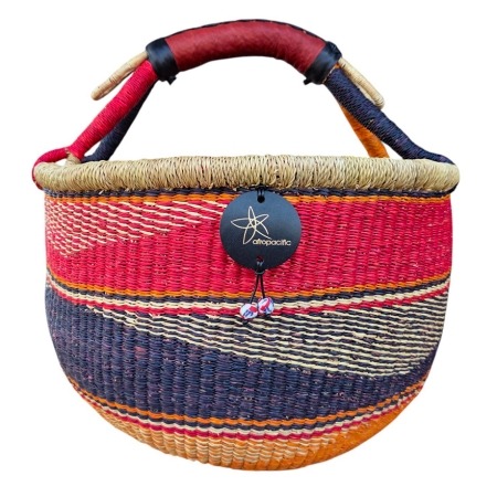 Bolga Market Basket – this large, high-quality basket has a fixed single handle for carrying comfort and an accessible open top. Great for markets & beach