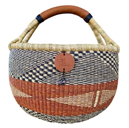 Bolga Market Basket – this large, high-quality basket has a fixed single handle for carrying comfort and an accessible open top. Great for markets & beach.