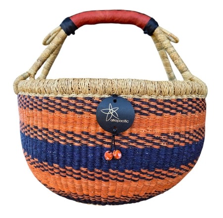 Bolga Market Basket – this large, high-quality basket has a fixed single handle for carrying comfort and an accessible open top. Great for markets & beach.