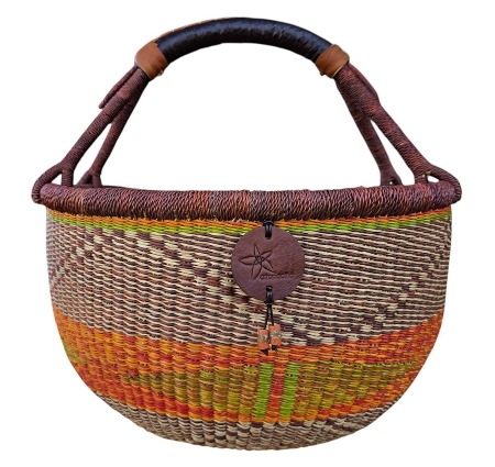 Bolga Market Basket – this large, high-quality basket has a fixed single handle for carrying comfort and an accessible open top. Great for markets & beach.