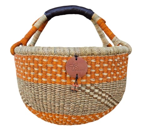 Bolga Market Basket – this large, high-quality basket has a fixed single handle for carrying comfort and an accessible open top. Great for markets & beach.